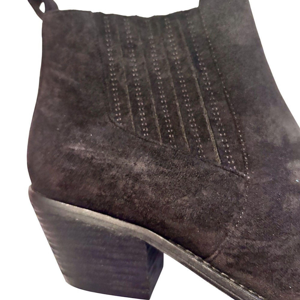 Corky's Potion Black Faux Suede Ankle Boots Block Heel Womens NWT